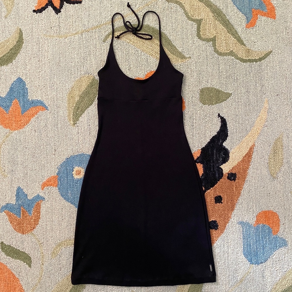Guess I Black Scoop Neck Halter Dress I Late '90-Early '00s